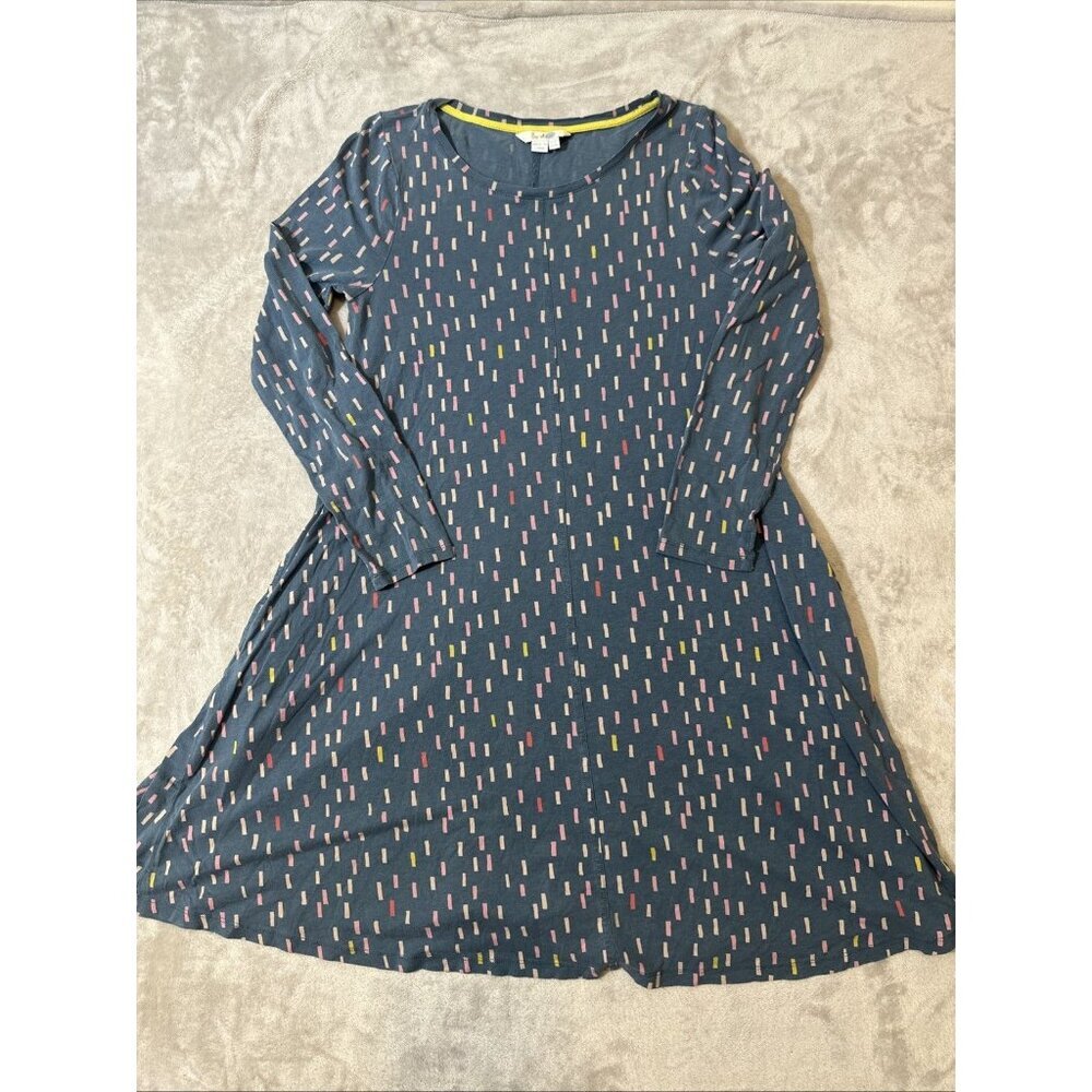 Boden Women’s Size 4L Swing Dress Teal multicolor confetti print 2 Pockets
